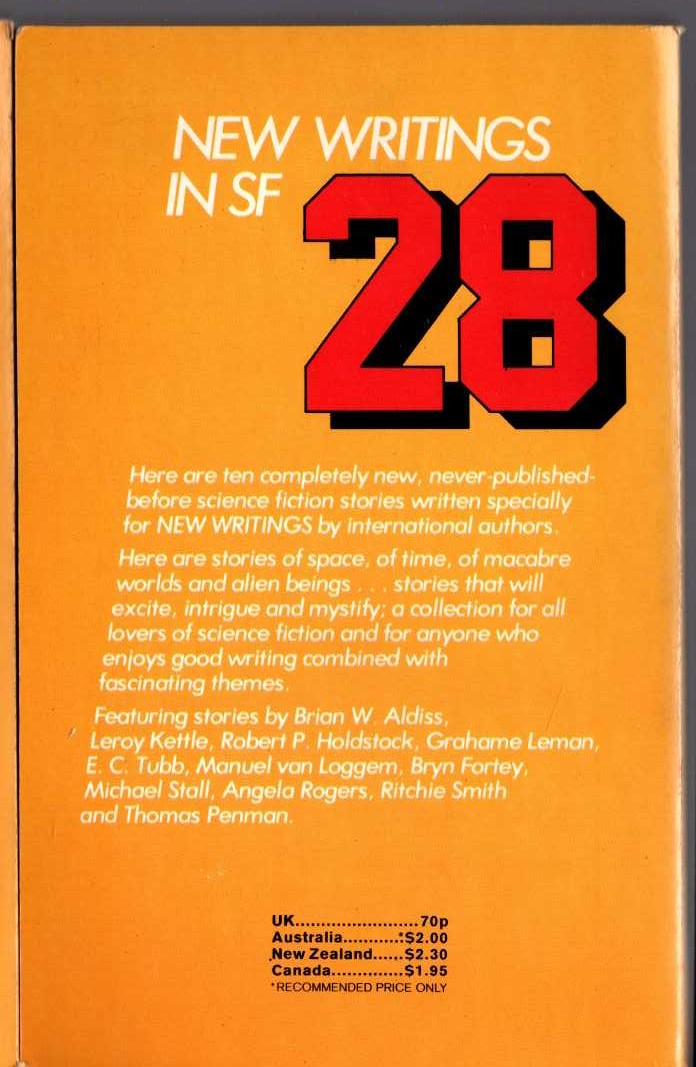 Kenneth Bulmer (Edits) NEW WRITINGS IN SF.28 magnified rear book cover image