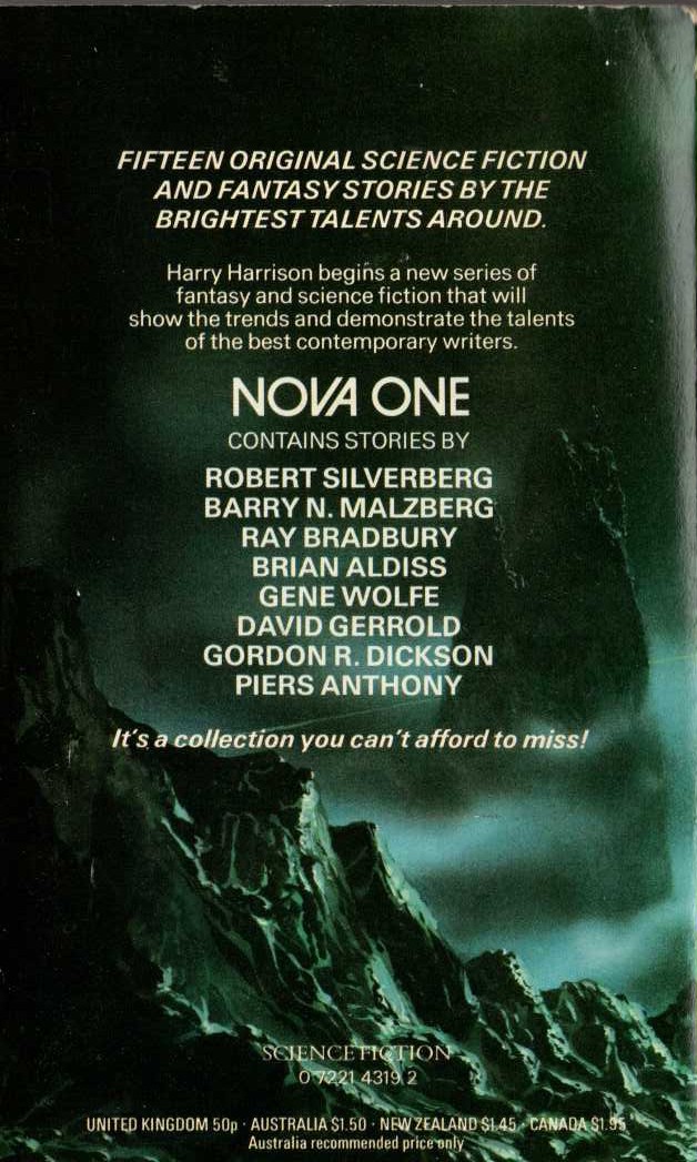 Harry Harrison (edits) NOVA 1 magnified rear book cover image