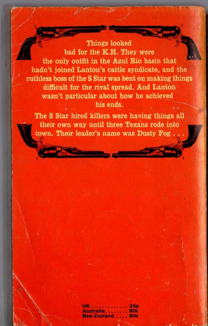 J.T. Edson  RIO GUNS magnified rear book cover image