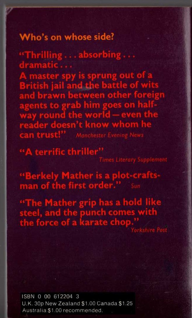 Berkely Mather  THE SPRINGERS magnified rear book cover image