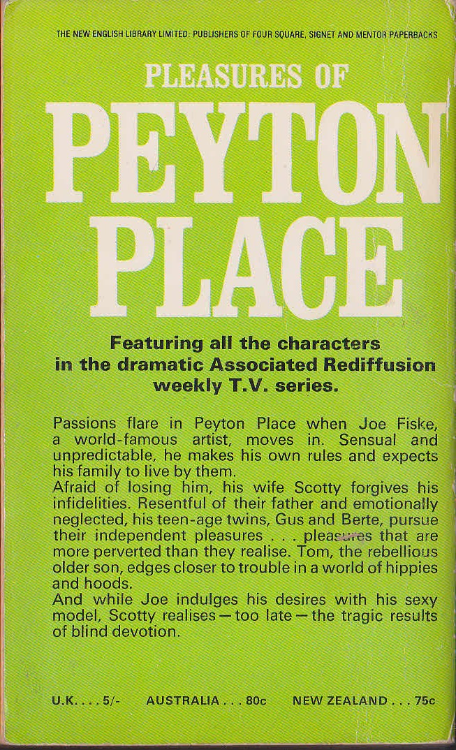 Roger Fuller  PLEASURES OF PEYTON PLACE magnified rear book cover image