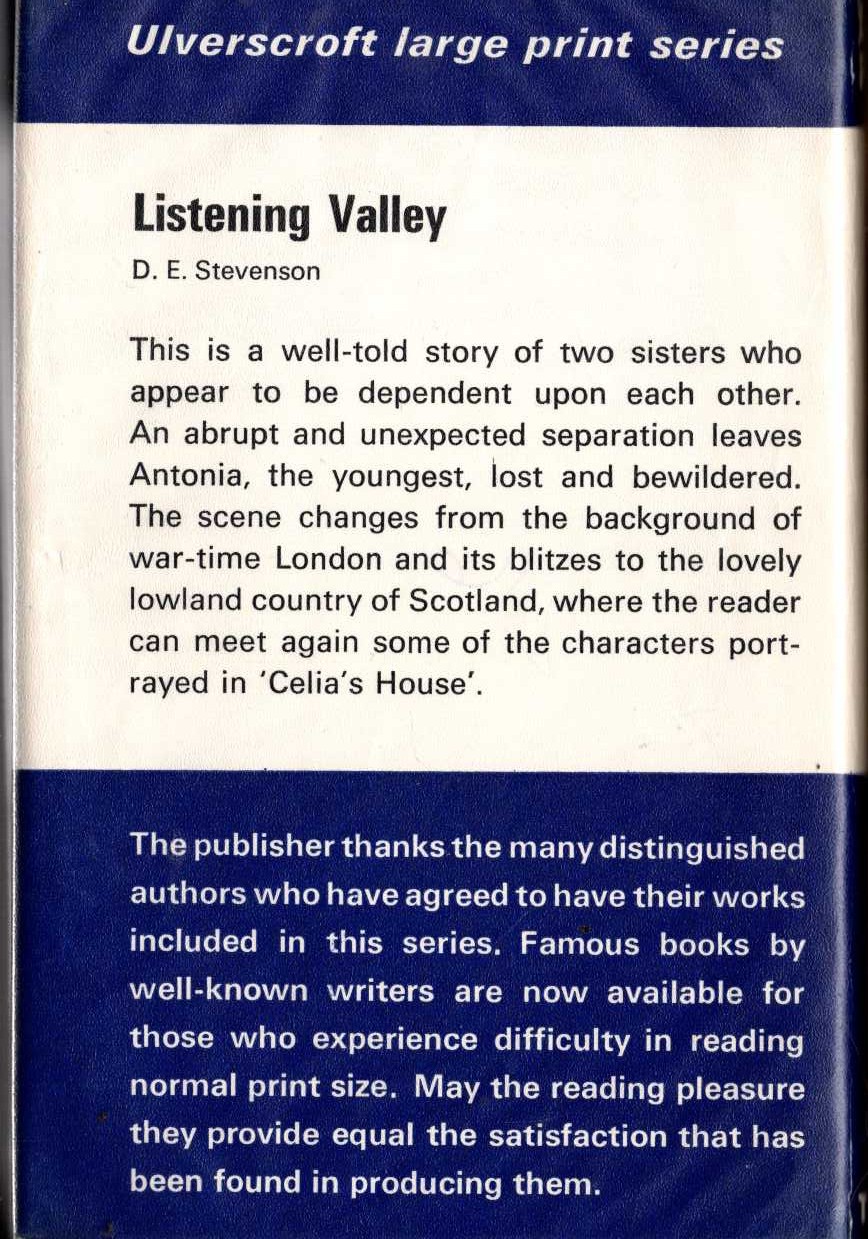 LISTENING VALLEY magnified rear book cover image