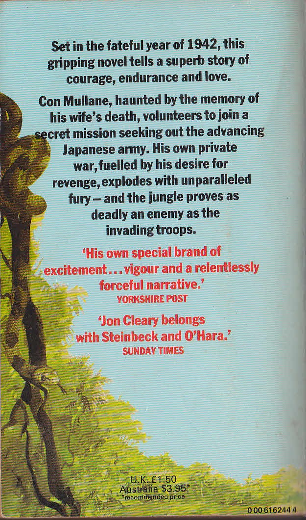 Jon Cleary  A VERY PRIVATE WAR magnified rear book cover image