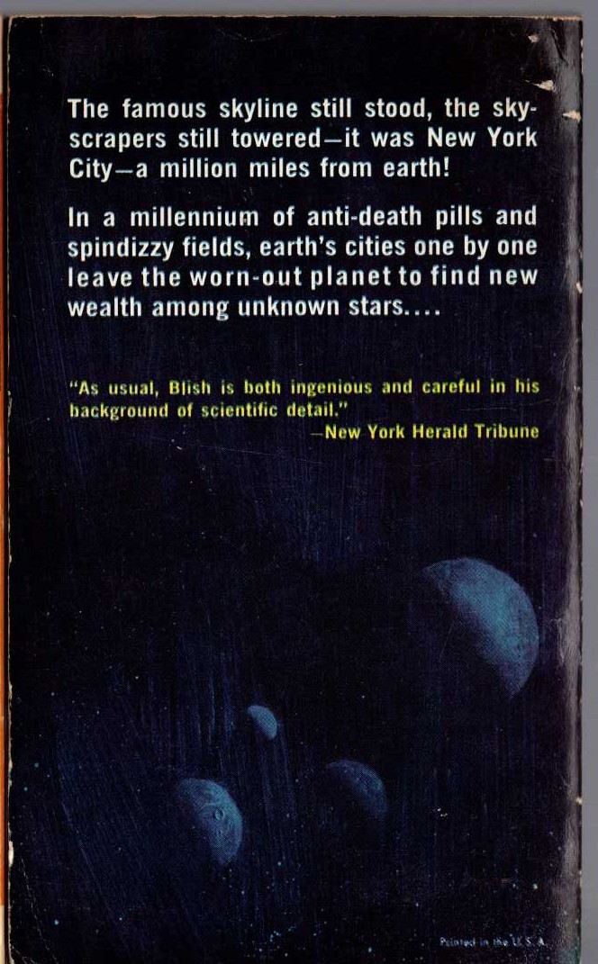 James Blish  A LIFE FOR THE STARS magnified rear book cover image