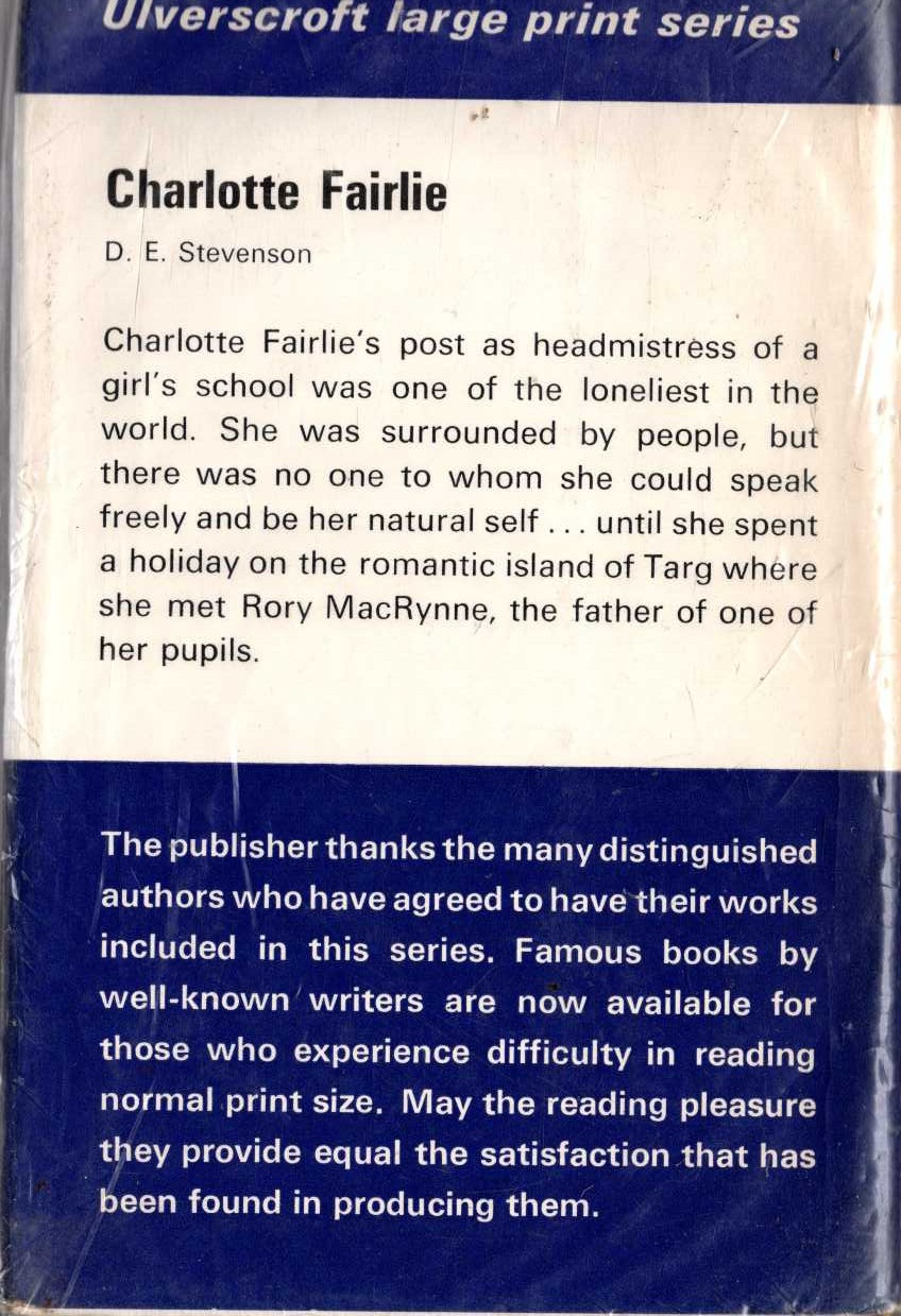 CHARLOTTE FAIRLIE magnified rear book cover image