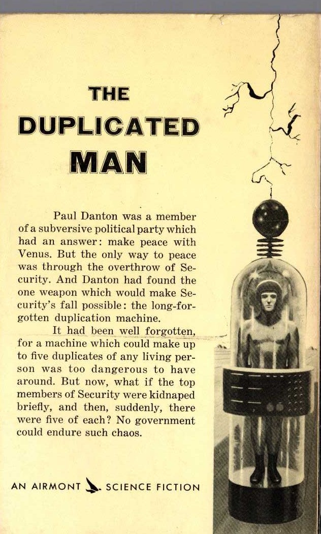 (Blish, James & Lowndes, Robert) THE DUPLICATED MAN magnified rear book cover image
