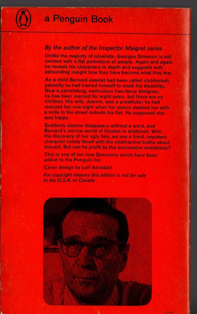 Georges Simenon  THE WIDOWER magnified rear book cover image