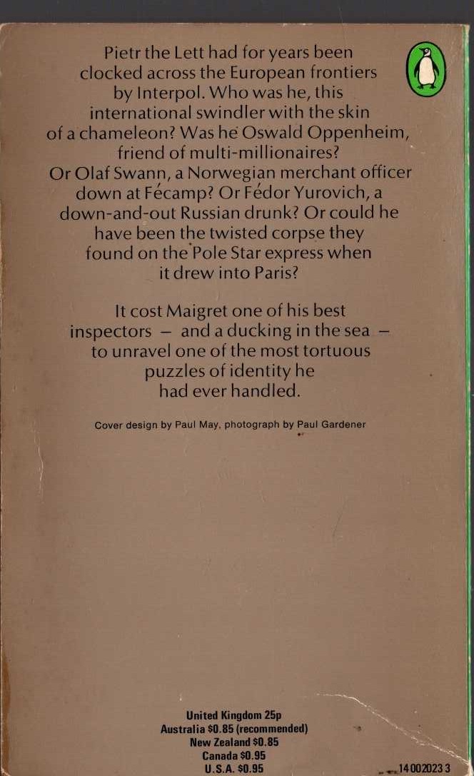 Georges Simenon  MAIGRET AND THE ENIGMATIC LETT magnified rear book cover image