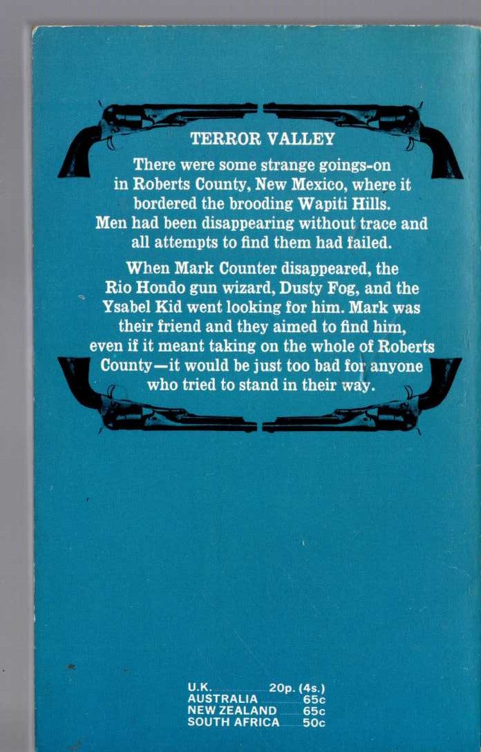 J.T. Edson  TERROR VALLEY magnified rear book cover image