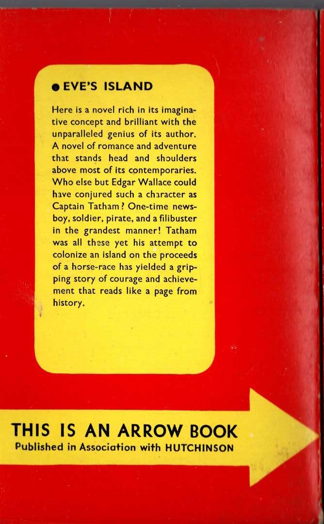 Edgar Wallace  EVE'S ISLAND magnified rear book cover image