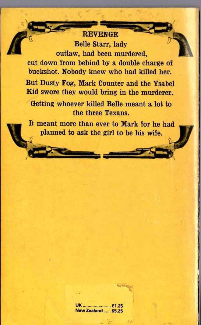 J.T. Edson  GUNS IN THE NIGHT magnified rear book cover image