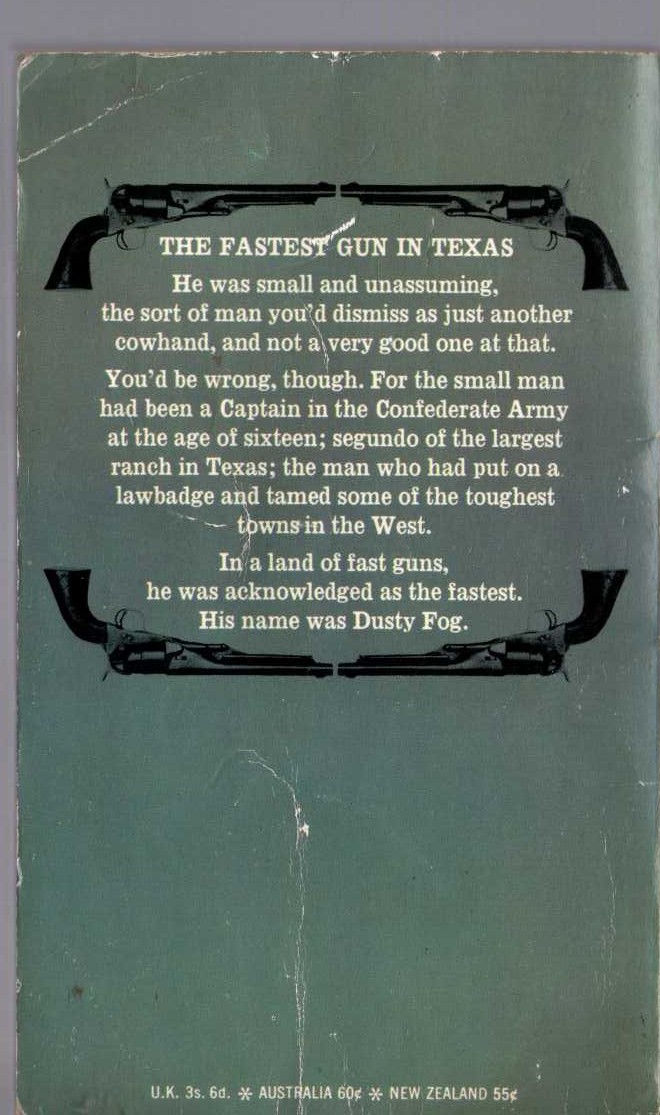 J.T. Edson  THE FASTEST GUN IN TEXAS magnified rear book cover image