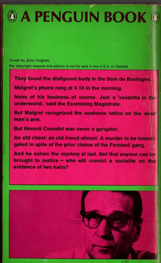 Georges Simenon  MAIGRET AND THE LAZY BURGLAR magnified rear book cover image