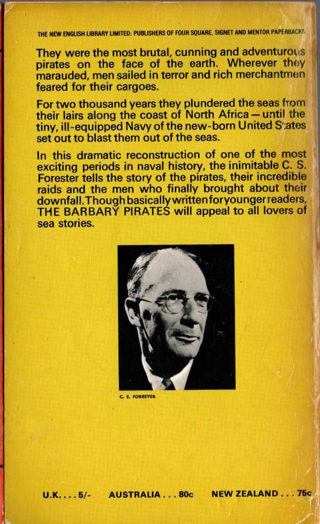 C.S. Forester  THE BARBARY PIRATES magnified rear book cover image