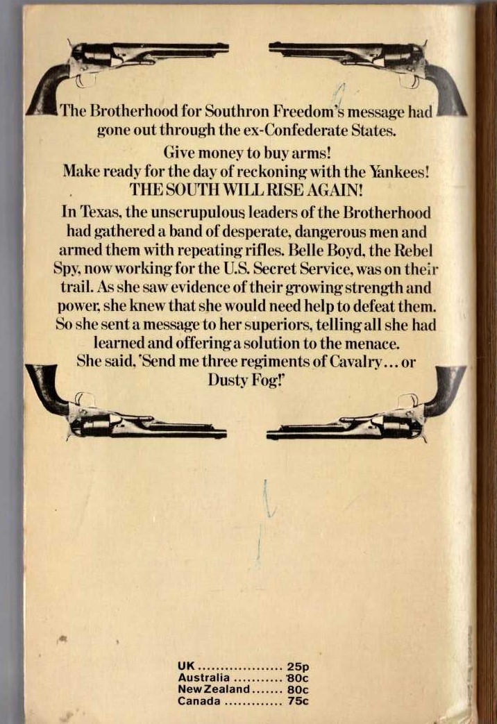 J.T. Edson  THE SOUTH WILL RISE AGAIN magnified rear book cover image