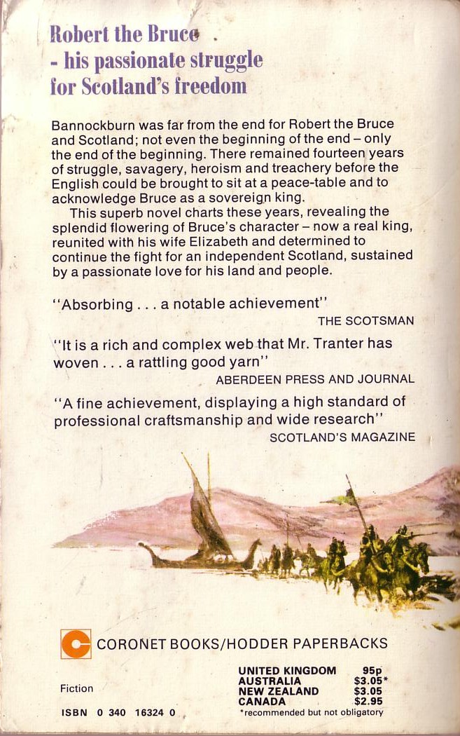 Nigel Tranter  ROBERT THE BRUCE 3: THE PRICE OF THE KING'S PEACE magnified rear book cover image