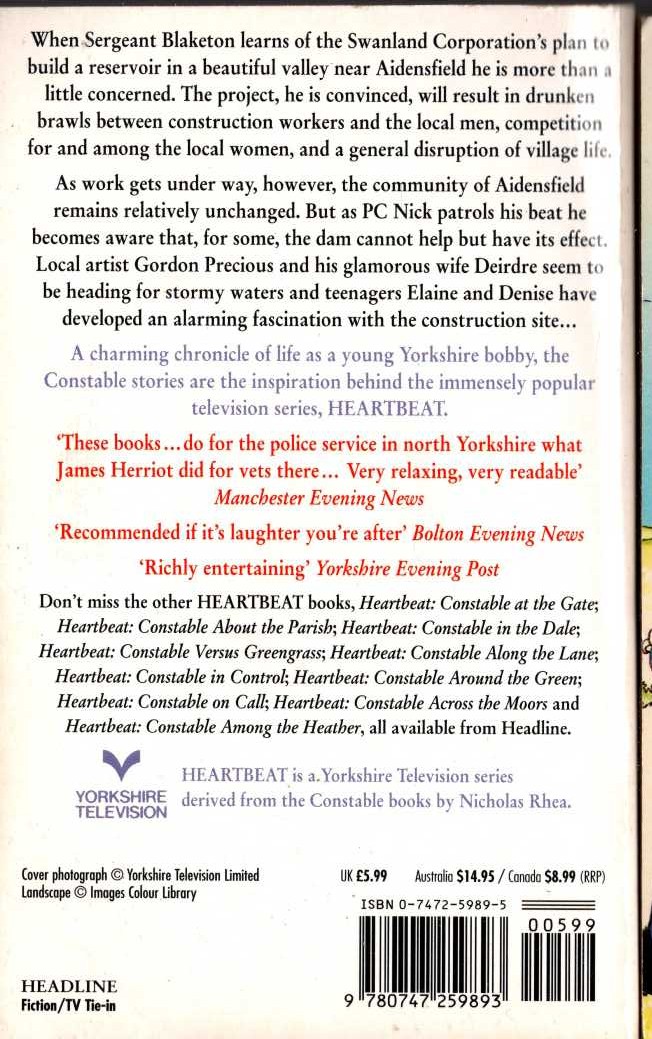 Nicholas Rhea  HEARTBEAT: CONSTABLE AT THE DAM (Nick Berry) magnified rear book cover image