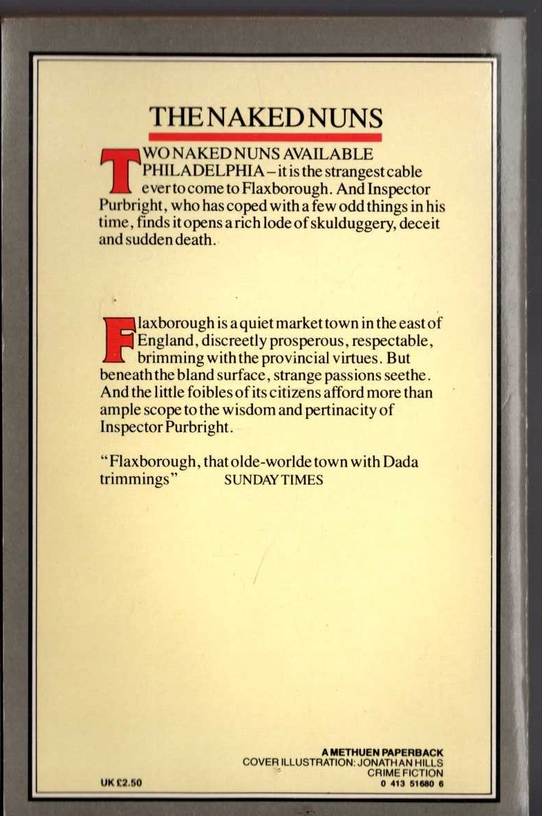 Colin Watson  THE NAKED NUNS magnified rear book cover image