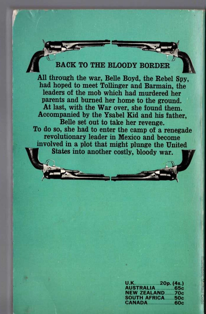 J.T. Edson  BACK TO THE BLOODY BORDER magnified rear book cover image
