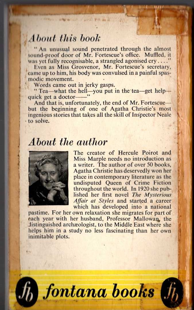 Agatha Christie  A POCKET FULL OF RYE magnified rear book cover image