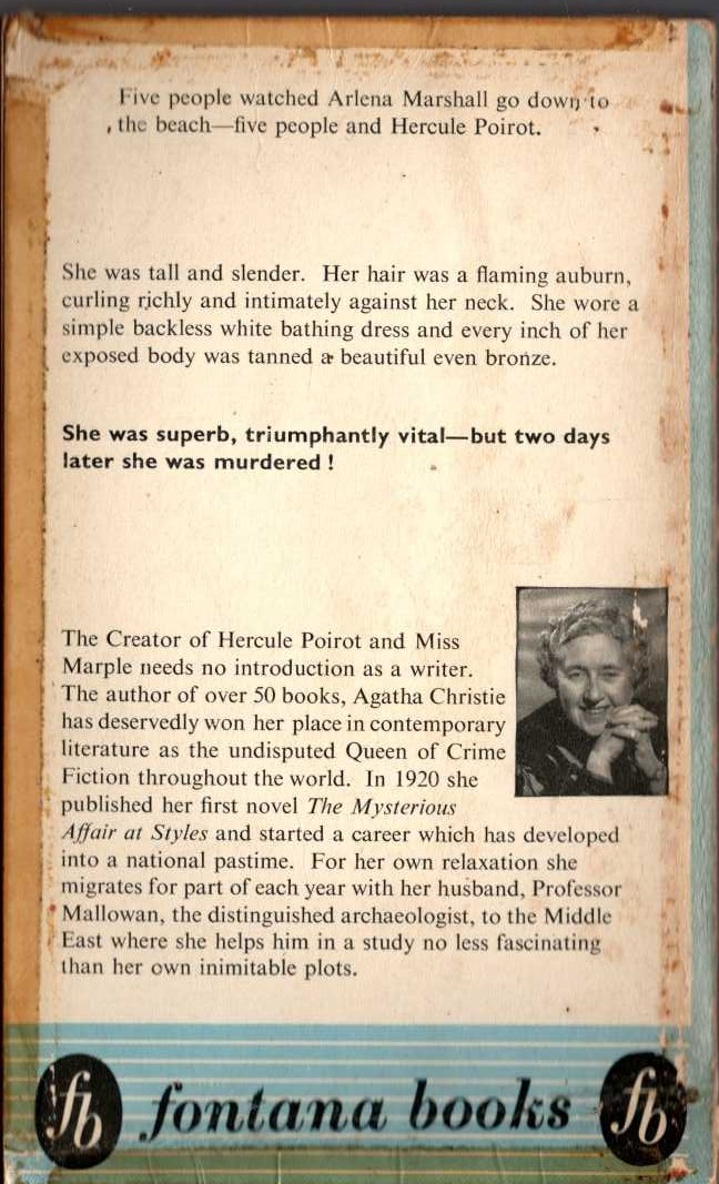 Agatha Christie  EVIL UNDER THE SUN magnified rear book cover image