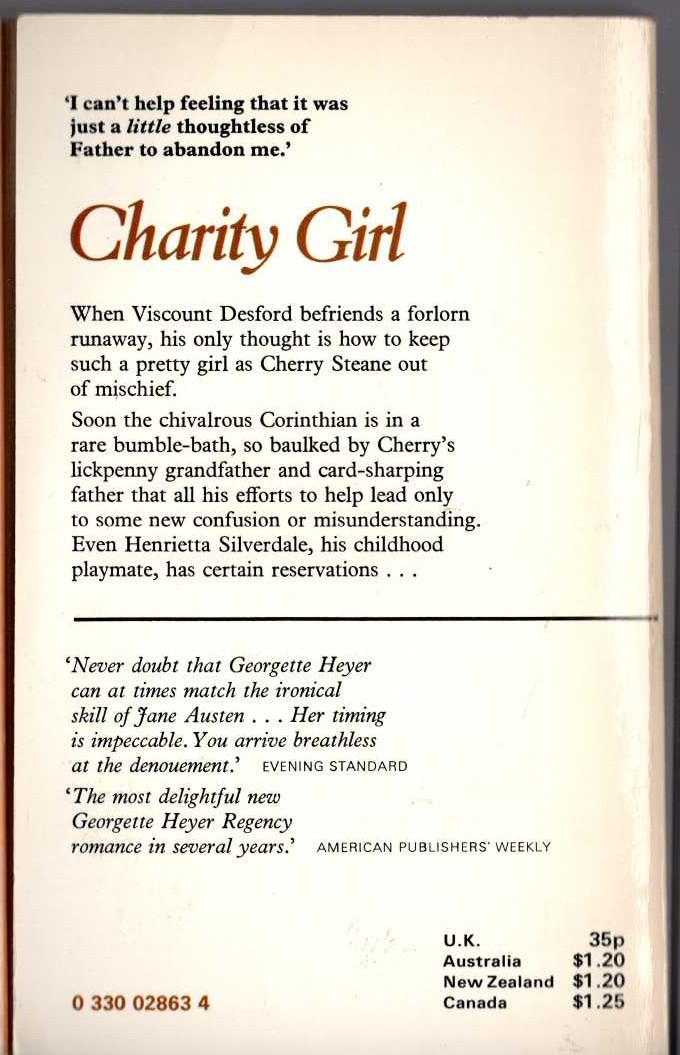 Georgette Heyer  CHARITY GIRL magnified rear book cover image