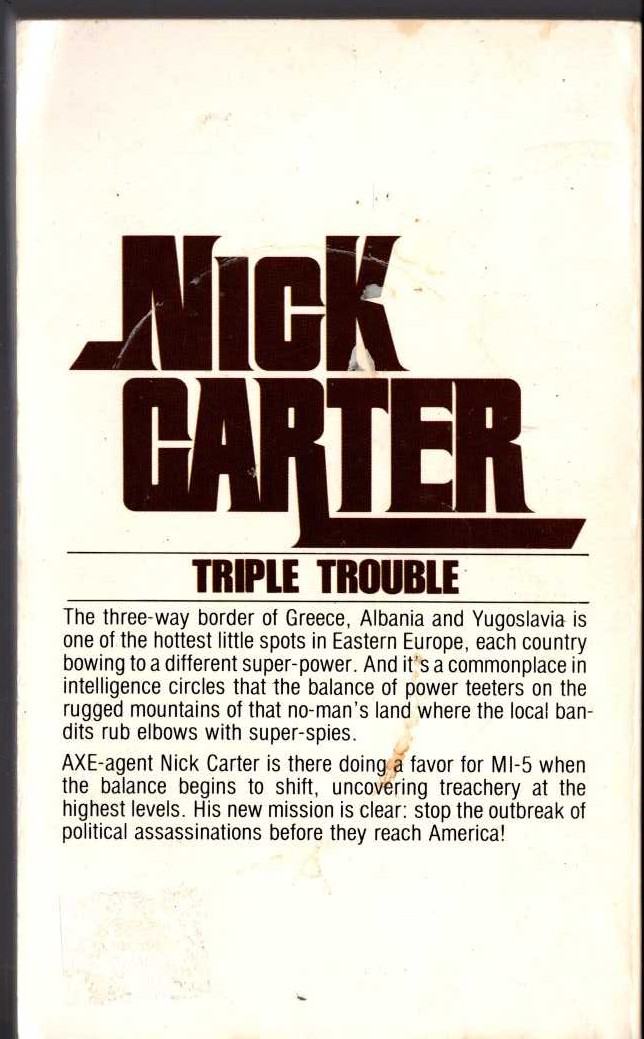 Nick Carter  TRIPLE CROSS magnified rear book cover image