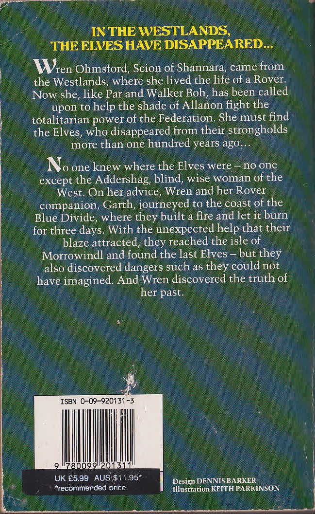 Terry Brooks  THE ELF QUEEN OF SHANNARA magnified rear book cover image