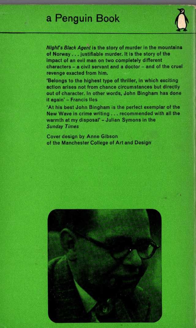 John Bingham  NIGHT'S BLACK AGENT magnified rear book cover image