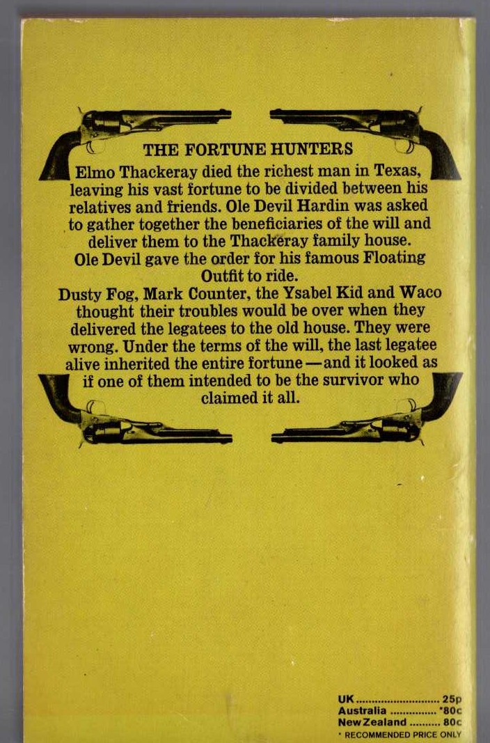 J.T. Edson  THE FORTUNE HUNTERS magnified rear book cover image