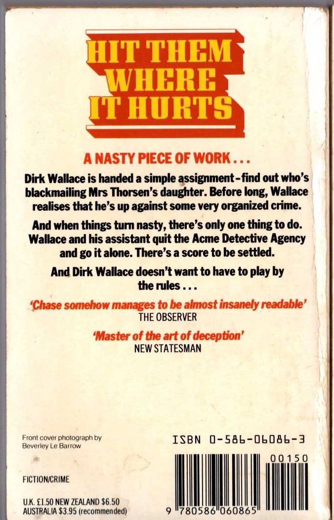 James Hadley Chase  HIT THEM WHERE IT HURTS magnified rear book cover image