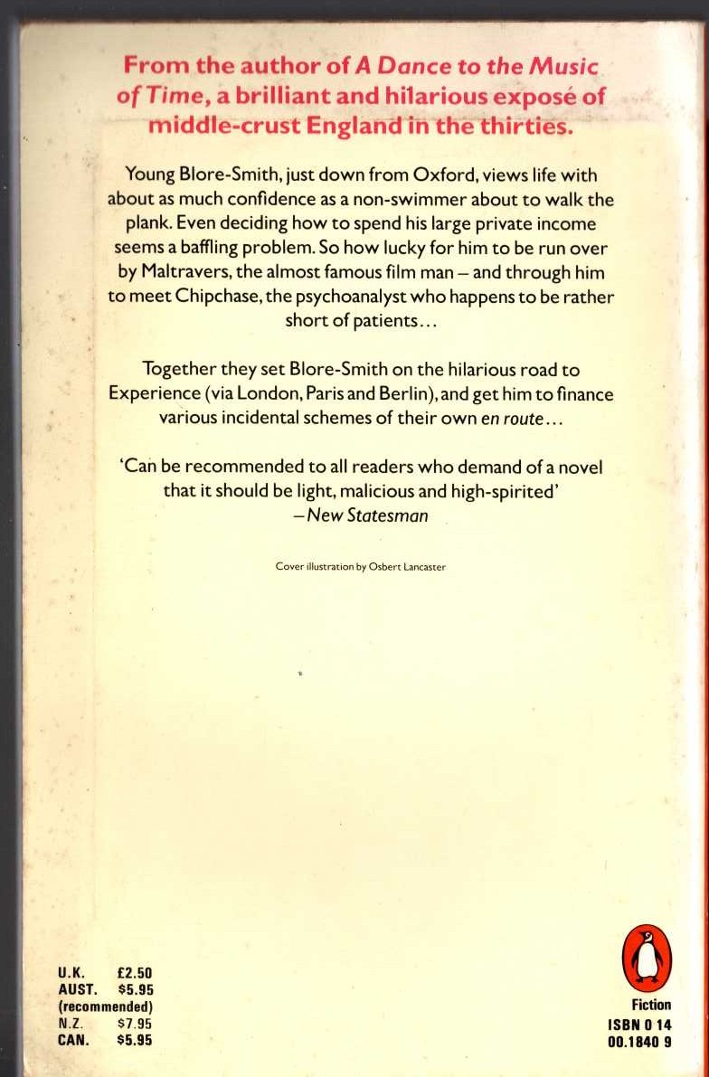 Anthony Powell  AGENTS AND PATIENTS magnified rear book cover image