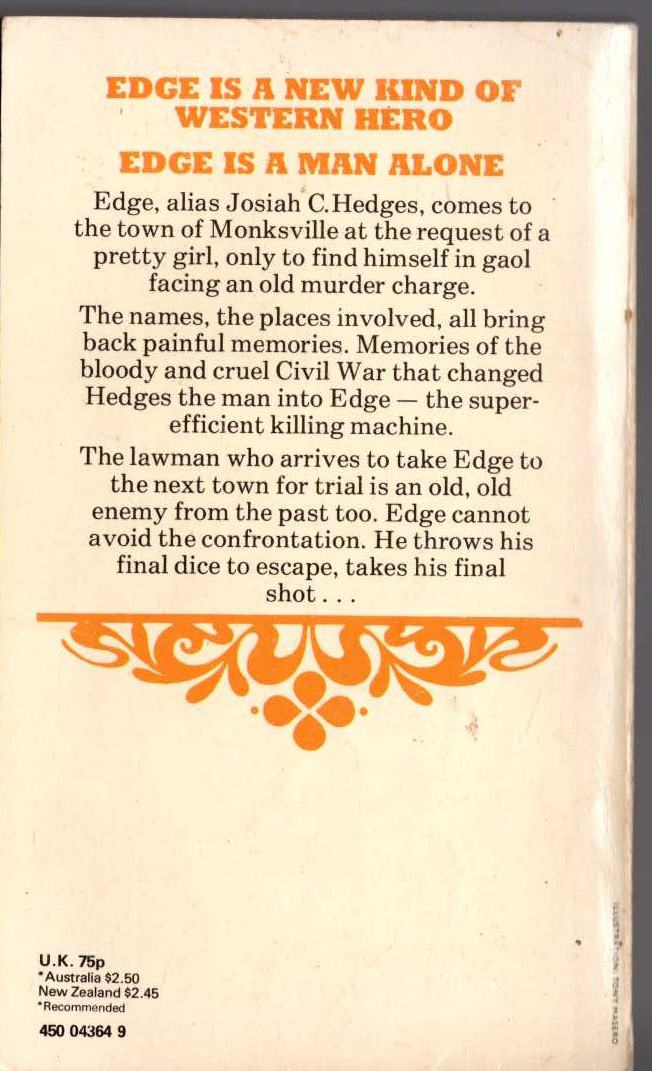 George G. Gilman  EDGE 16: THE FINAL SHOT magnified rear book cover image