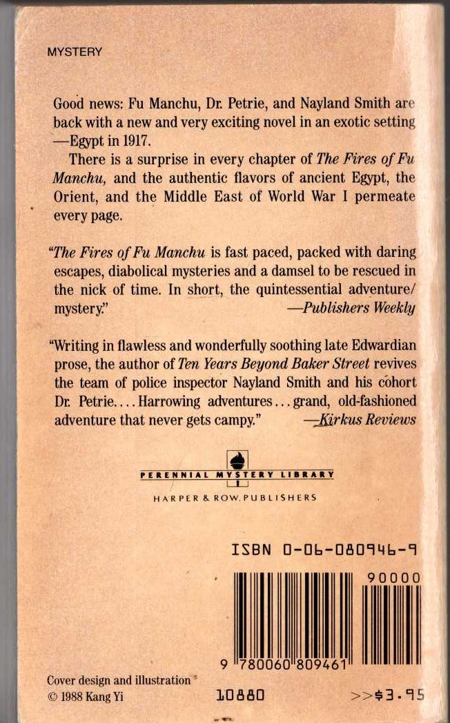 (Cay Van Ash) THE FIRES OF FU MANCHU magnified rear book cover image