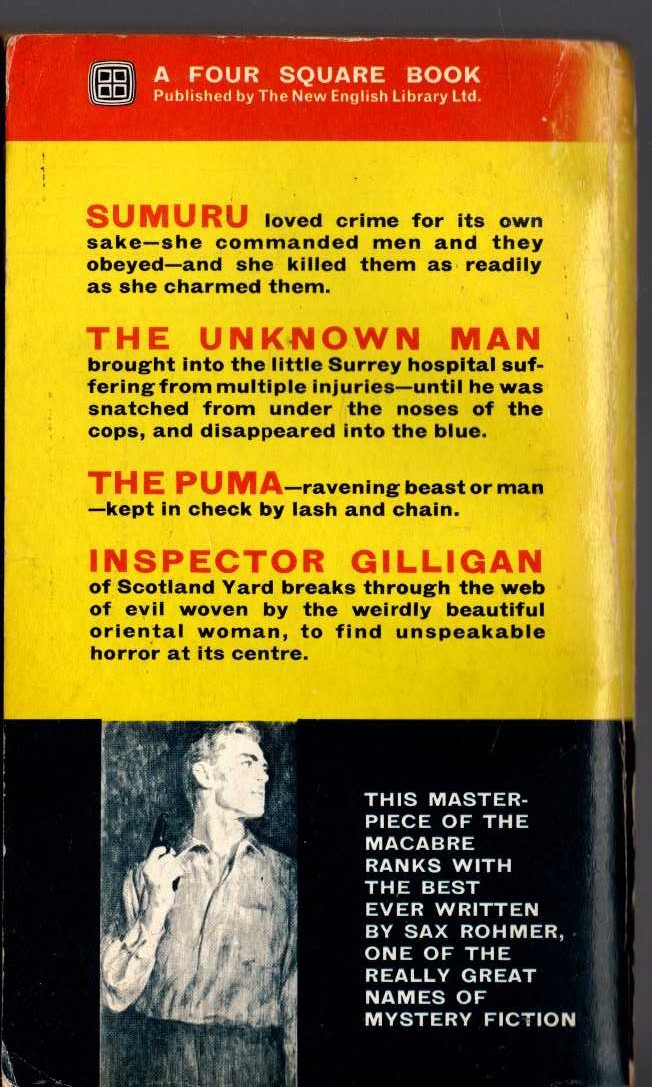 Sax Rohmer  SINISTER MADONNA magnified rear book cover image