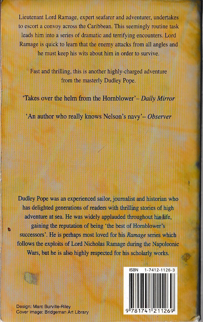 Dudley Pope  GOVERNOR RAMAGE R.N. magnified rear book cover image