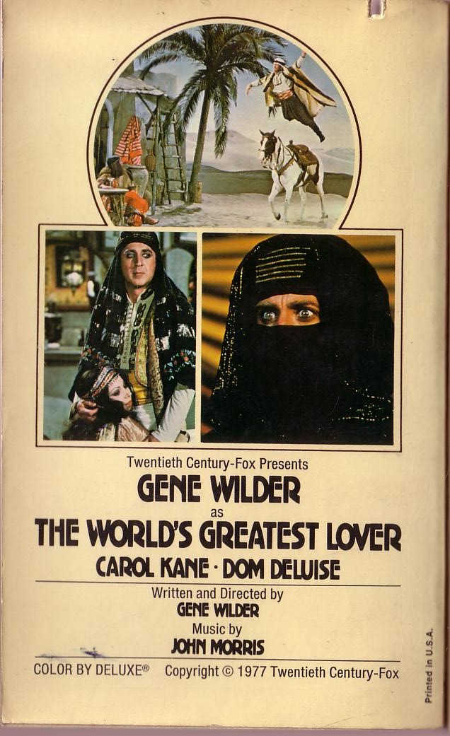 Chris Greenbury  THE WORLD'S GREATEST LOVER (Gene Wilder) magnified rear book cover image