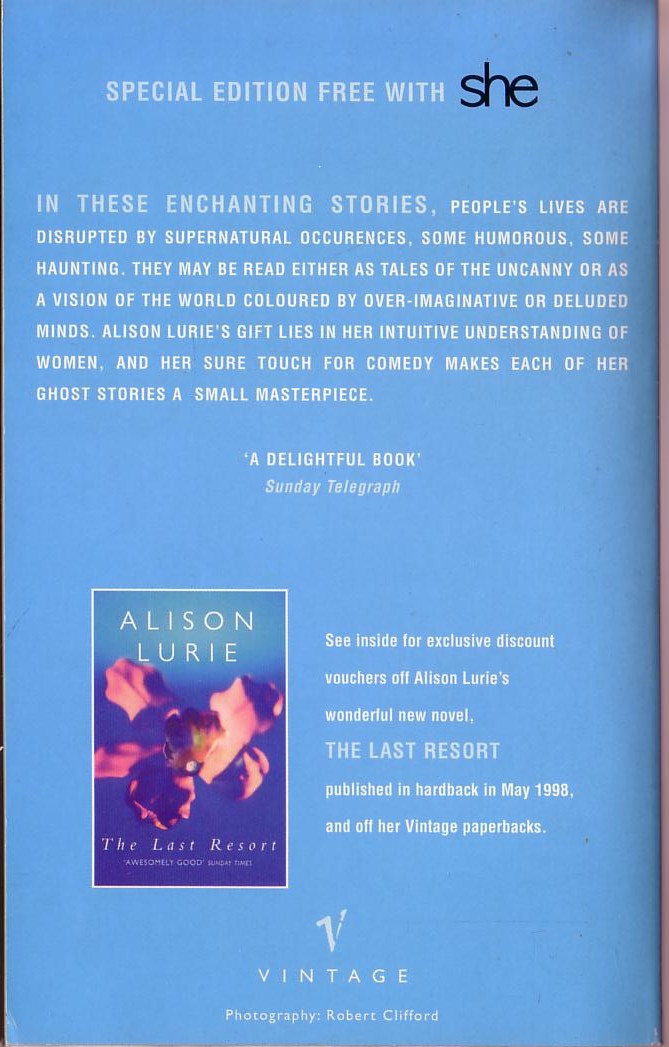 Alison Lurie  WOMEN & GHOSTS magnified rear book cover image
