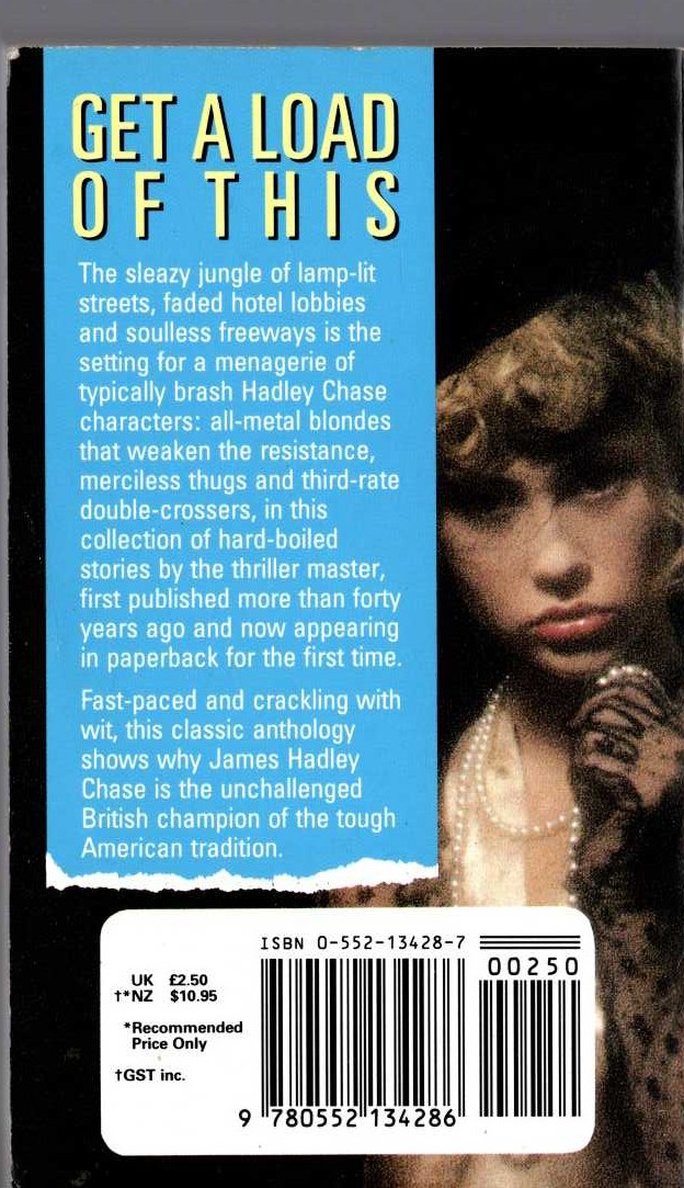 James Hadley Chase  GET A LOAD OF THIS magnified rear book cover image