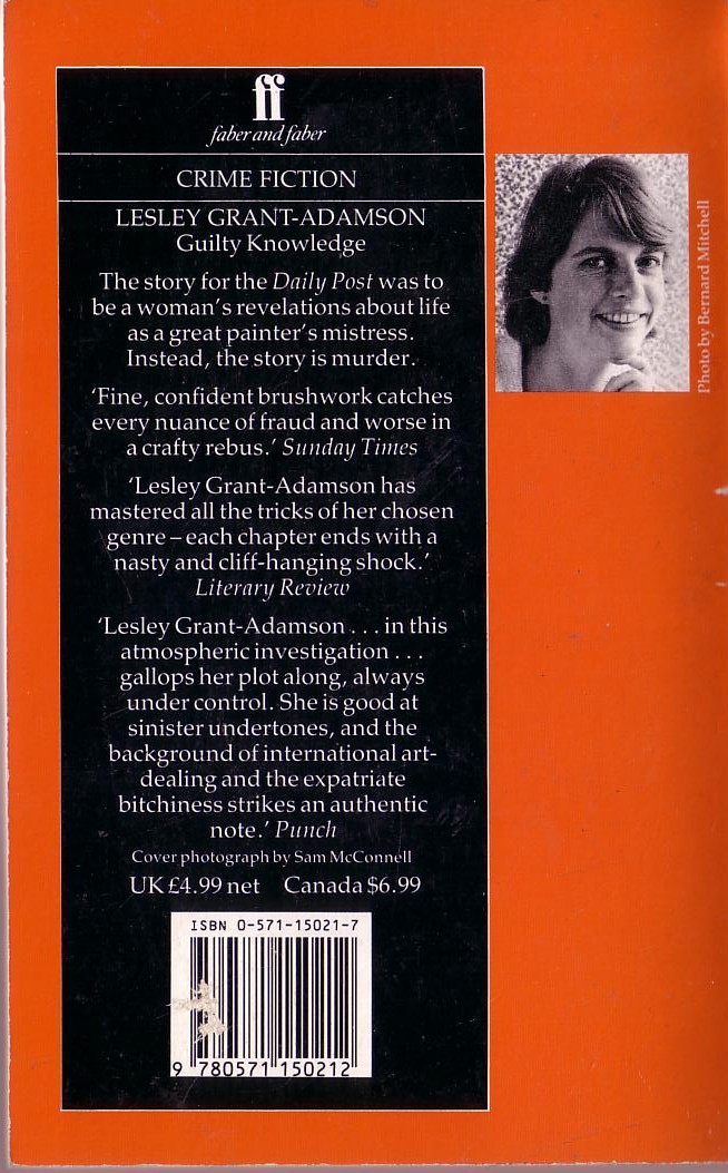 Lesley Grant-Adamson  GUILTY KNOWLEDGE magnified rear book cover image