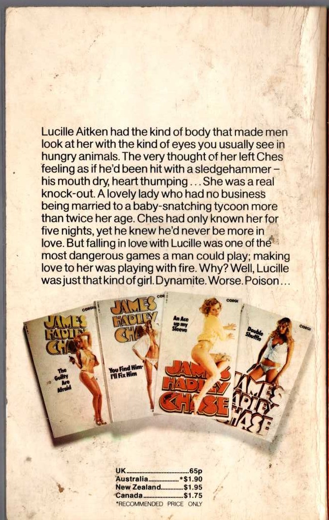 James Hadley Chase  HIT AND RUN magnified rear book cover image