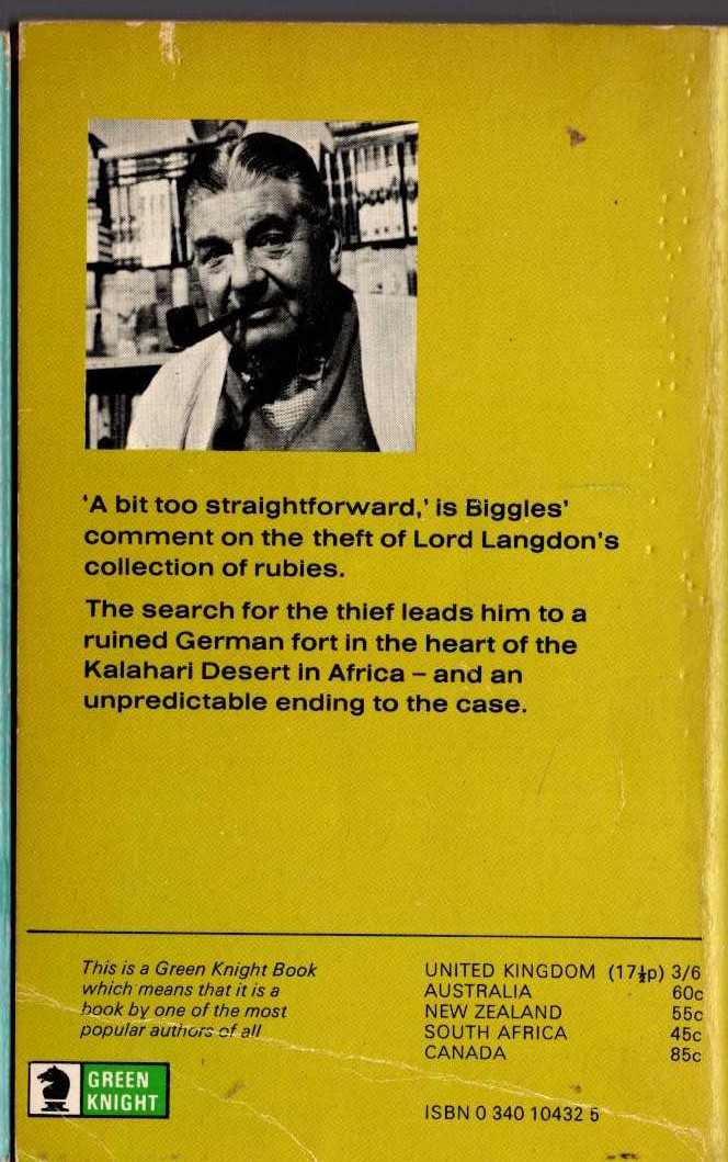 Captain W.E. Johns  BIGGLES SORTS IT OUT magnified rear book cover image