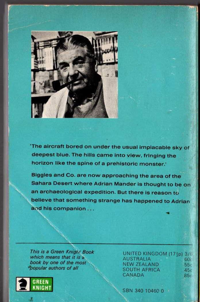 Captain W.E. Johns  BIGGLES AND THE PLOT THAT FAILED magnified rear book cover image