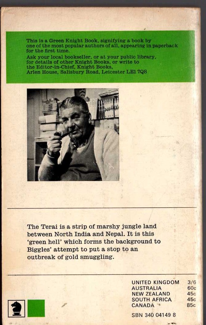 Captain W.E. Johns  BIGGLES IN THE TERAI magnified rear book cover image
