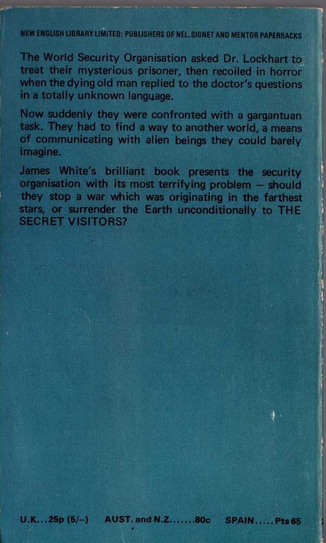 James White  THE SECRET VISITORS magnified rear book cover image