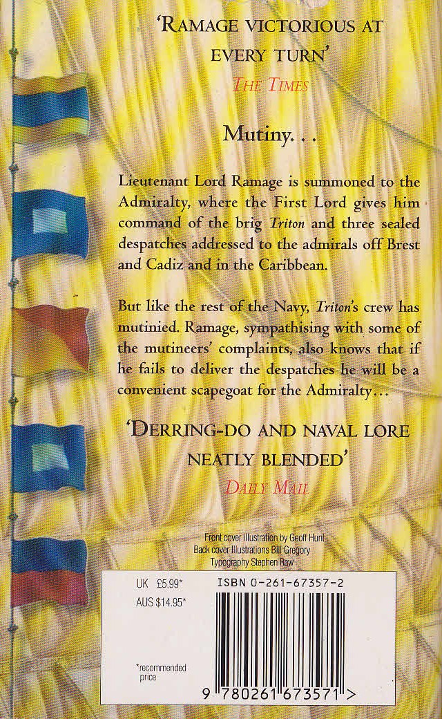 Dudley Pope  RAMAGE AND THE FREEBOOTERS magnified rear book cover image