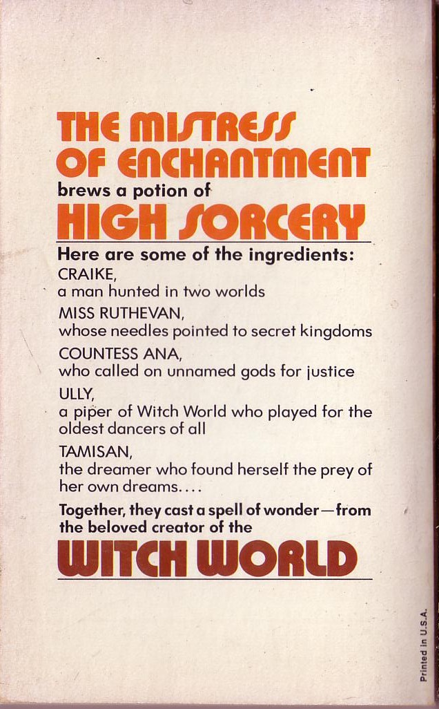 Andre Norton  HIGH SORCERY magnified rear book cover image