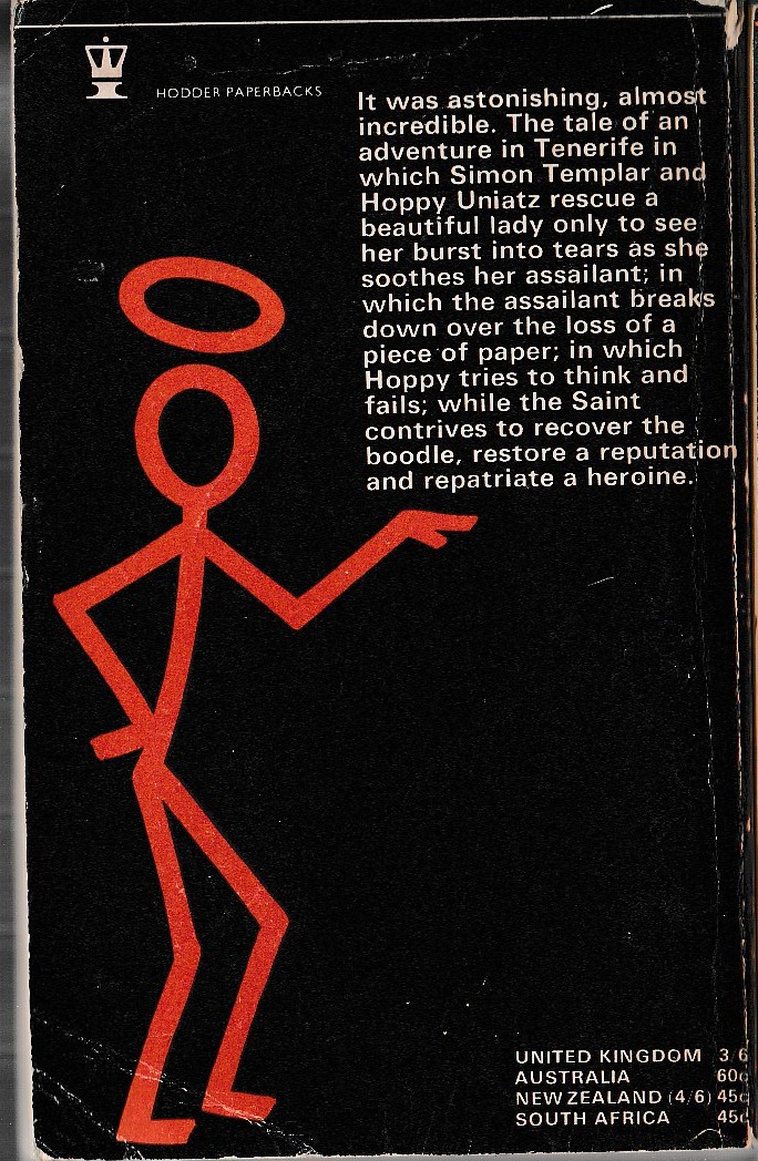 Leslie Charteris  THE SAINT BIDS DIAMONDS magnified rear book cover image