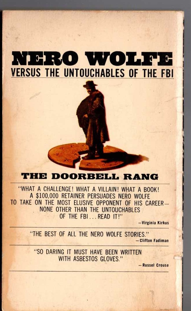 Rex Stout  THE DOORBELL RANG magnified rear book cover image