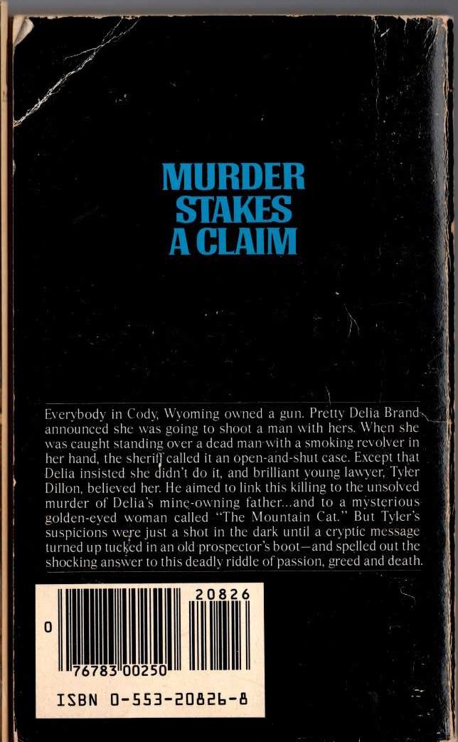 Rex Stout  THE MOUNTAIN CAT MURDERS magnified rear book cover image